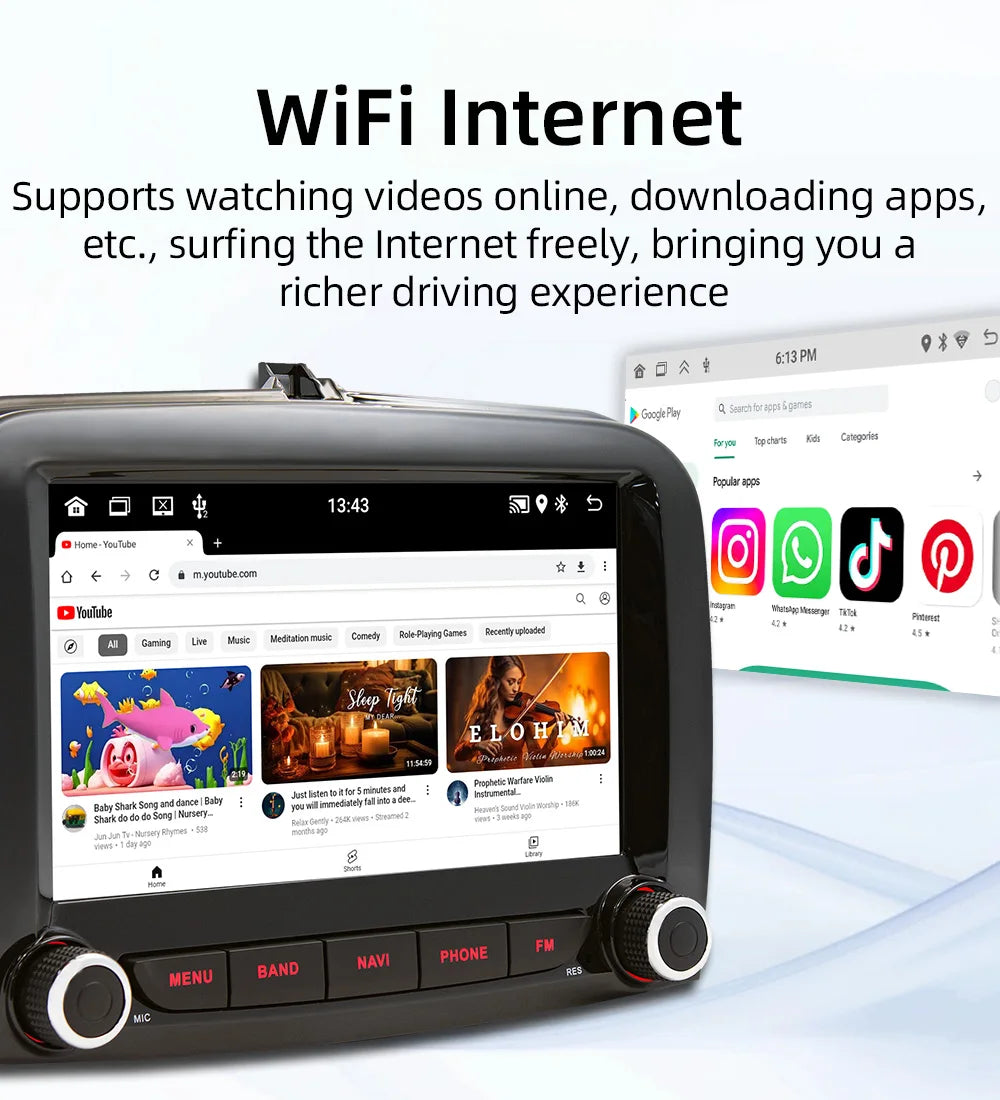 BQCC 7''  Fiat 500L 2016~2019 Android car radio navigation support reversing image WIFI GPS recording Android AUTO CARPLAY