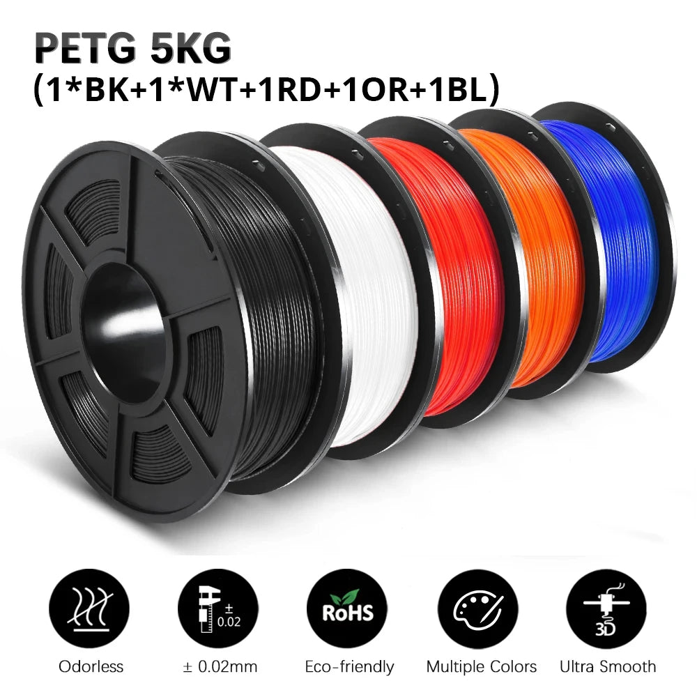 SUNLU PLA/PLA+/PETG/SILK/PLA Matte/ PLA Meta Filament 5KG 1KG/ Roll 1.75mm +/-0.02MM 3D Printer Filament Neatly Wound Filament