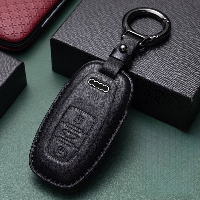 Genuine Leather For Audi A1 A3 8P A4 B9 A5 A6 C7 8S 8W A7 A8 Q3 Q5 Q7 4M S4 S5 S6 S7 S8 RS3 RS6 SQ5 TTS TFSI Car Smart Key Case