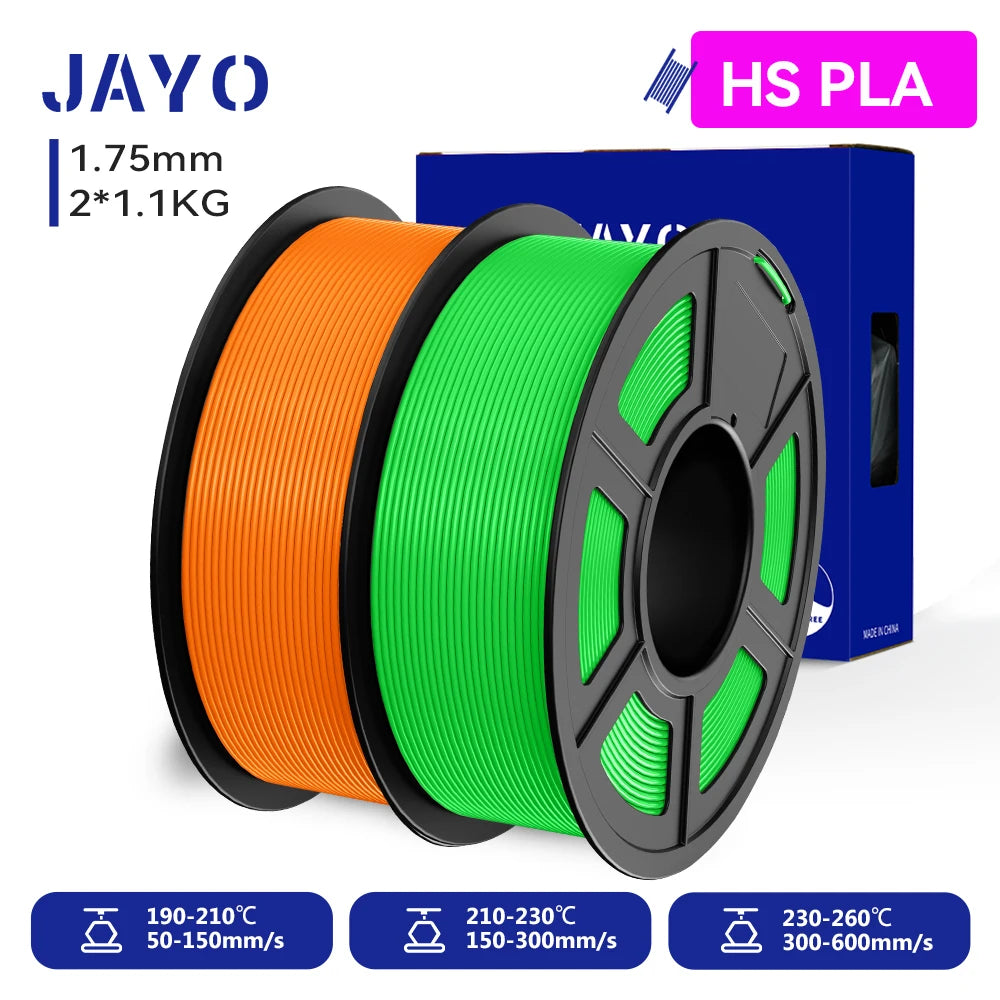 JAYO 2 Rolls 3D PLA / AntiString PLA / High Speed PLA Filament PLA Filament 1.75mm Neatly Wound 3D Printing Filament for 3D
