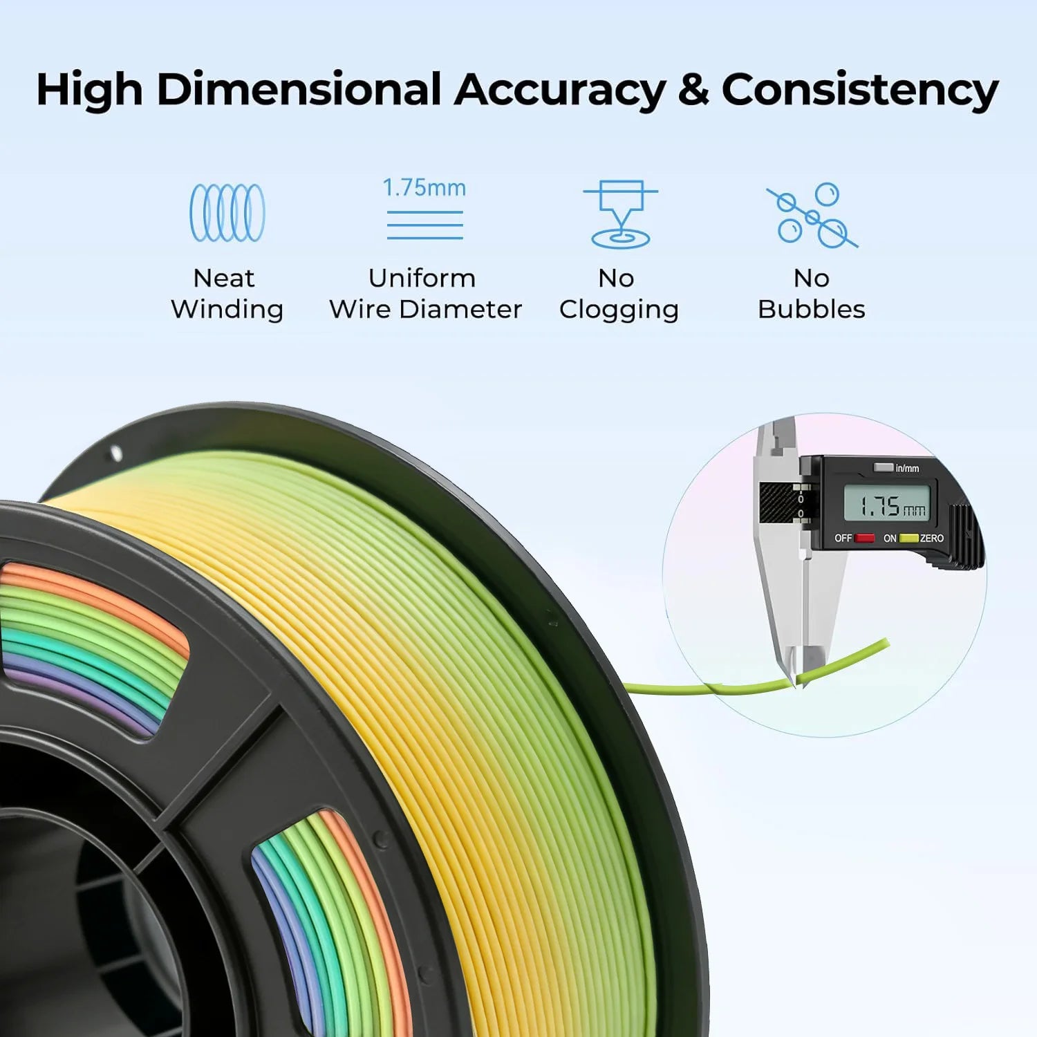 PLA Filament 1.75mm, Multicolor 3D Printer Filament, Color Gradient Change PLA, Fit Most FDM Printers, 250g (0.55lbs)