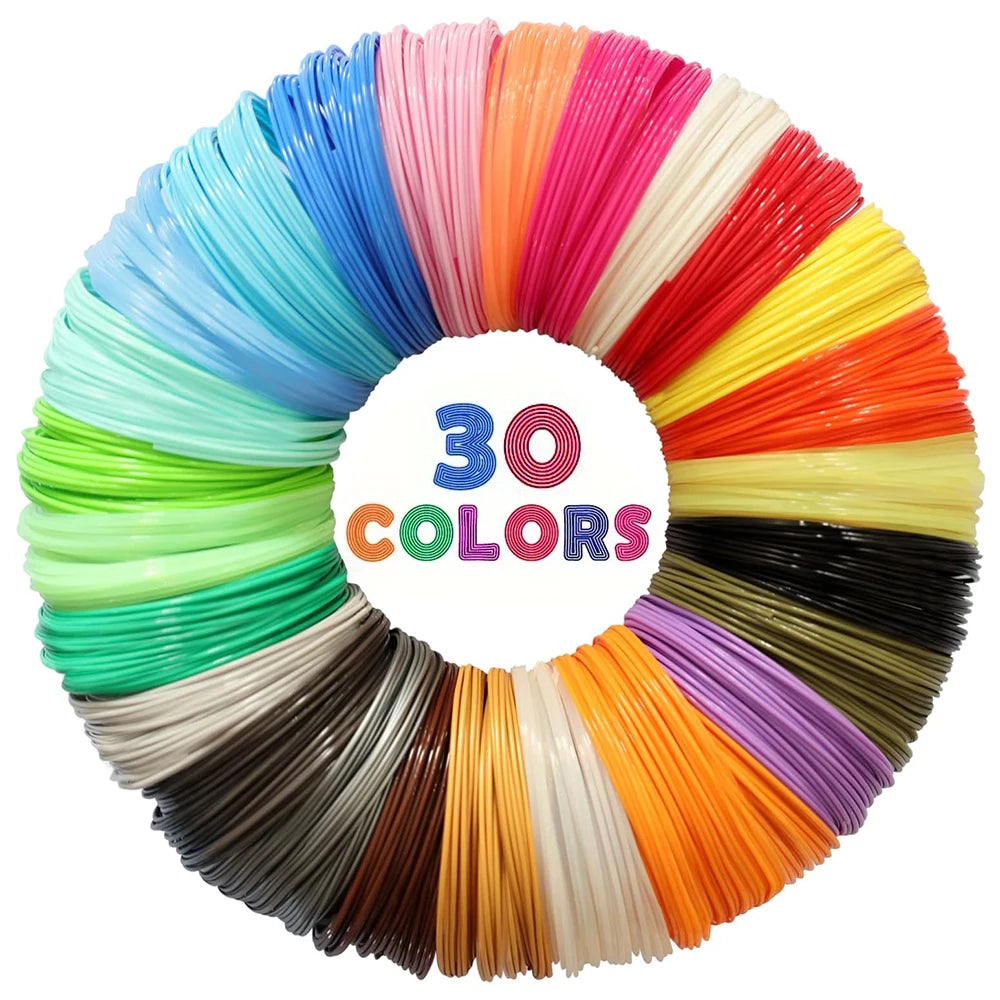 Colored PLA Filament for 25M 30M 36M 45M 50M 96M 100M 150M 200M Smoke-free Safe Plastic Refill for 3D Children's Printing Pen
