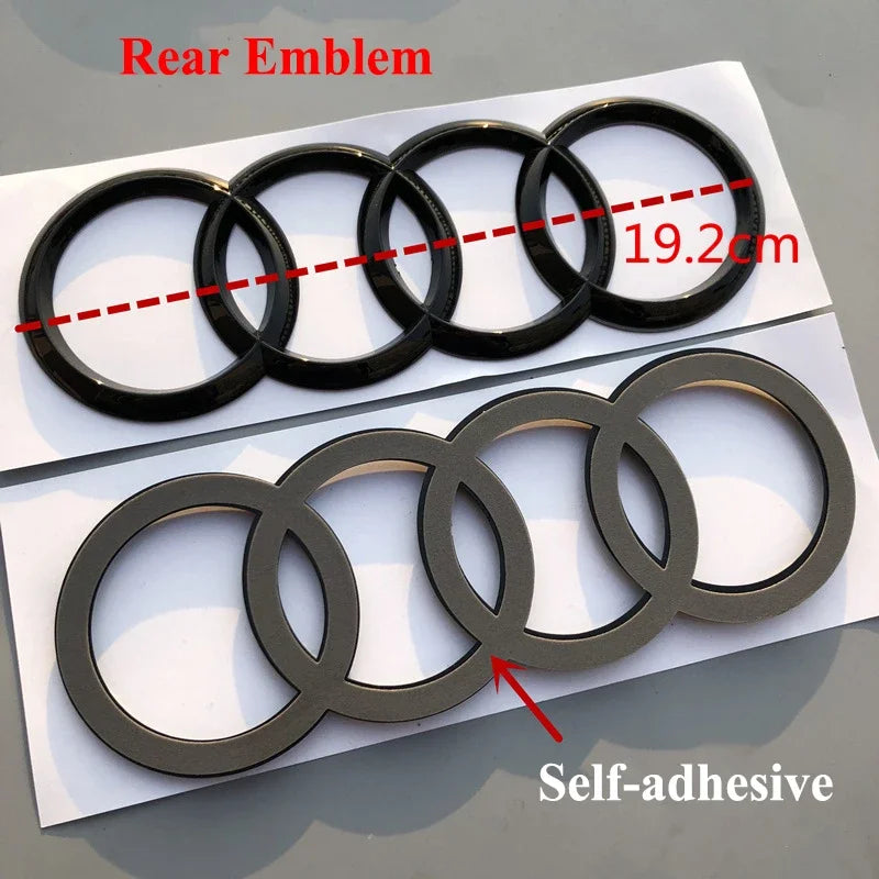 ABS 4 Rings Logo Audi Emblem Car Front Hood Emblem Bonnet Badge Rear Trunk Badge For Audi A3 A4 A5 A6 A7 A1 Q2 Q3 Q5 Q7 Q8 TT