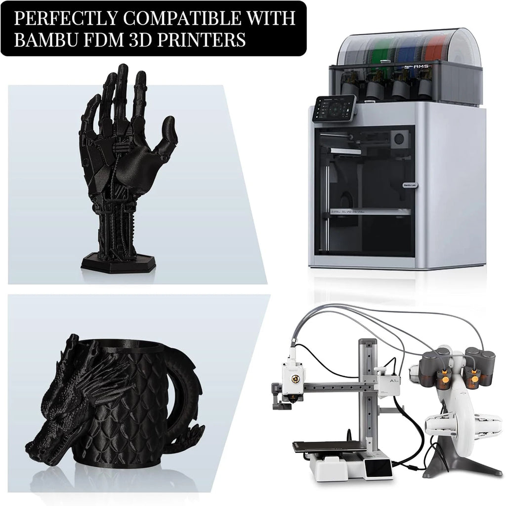 PLA Plus Filament 1.75mm Black 1KG,Neatly Wound 3D Printer Filament 1.75mm,PLA+,Dimensional Accuracy +/- 0.02 mm,1kg,Black