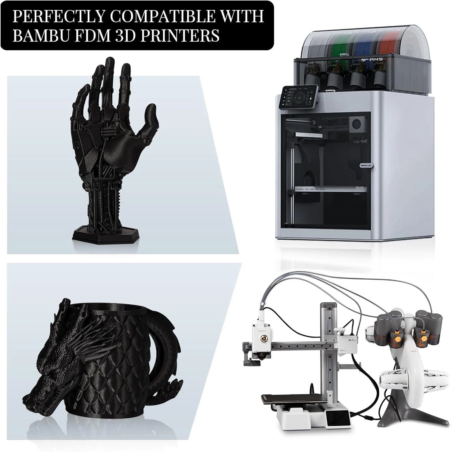 PLA Plus Filament 1.75mm Black 1KG,Neatly Wound 3D Printer Filament 1.75mm,PLA+,Dimensional Accuracy +/- 0.02 mm,1kg,Black