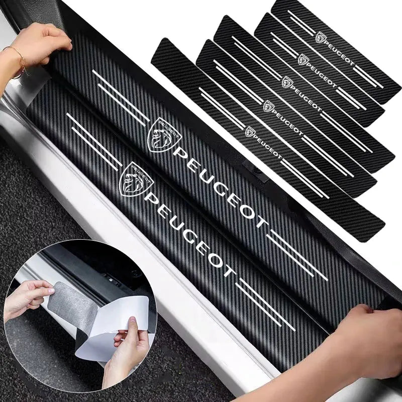 Car Accessories Car Door Sill Protector Welcome Pedal Decoration Leather Stickers For New Peugeot 206 208 207 3008 308 2008 107