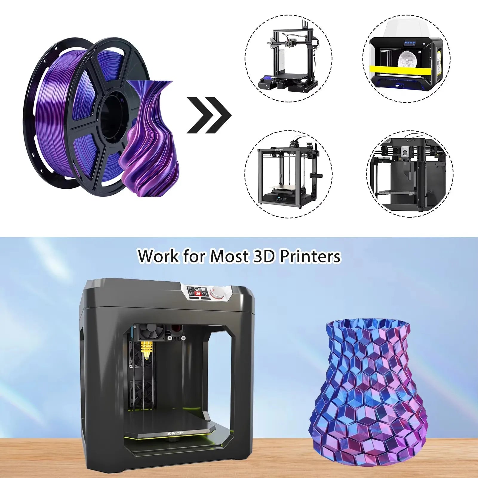 PLA Filament 1.75mm Dual Color Blue Purple, 3D Printer Filament , 250g Spool(0.55lbs) Fits for Most FDM 3D Printers