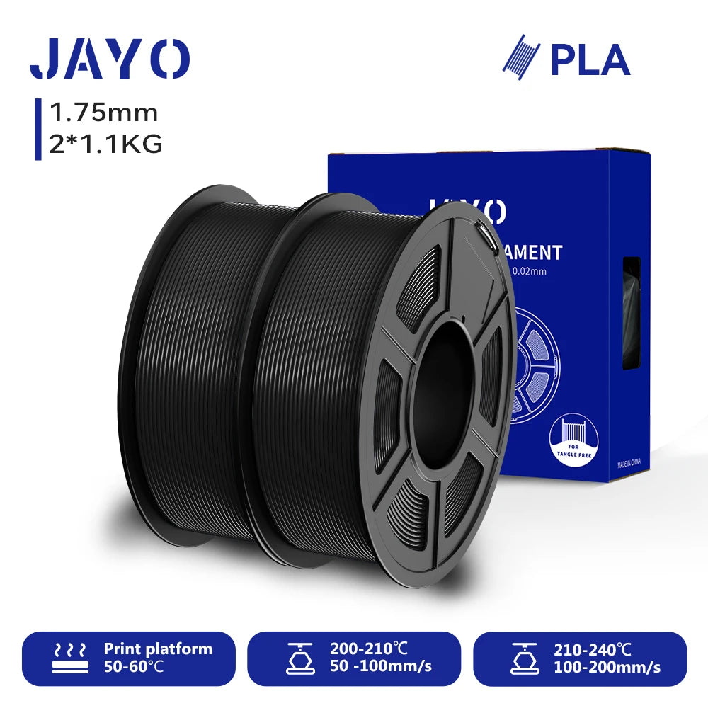 JAYO 2 Rolls 3D PLA / AntiString PLA / High Speed PLA Filament PLA Filament 1.75mm Neatly Wound 3D Printing Filament for 3D