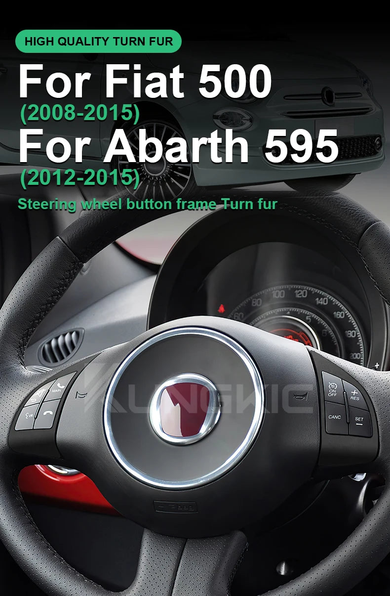 Italian Top Suede Sticker For Fiat 500 2008-15 For Abarth 595 2012-15 steering wheel button frame turn fur interior Accessories