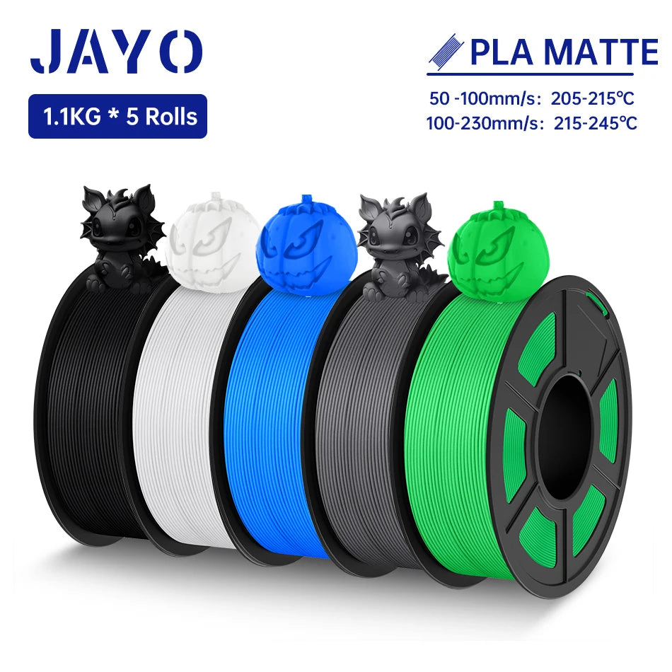 JAYO PLA / PLA Plus/ SILK PLA / PLAMeta/TPU SILK/ABS / PETG 3D Filament 1.75mm 0.65/1.1KG 3D Printer Filament PLA Rainbow 5Roll