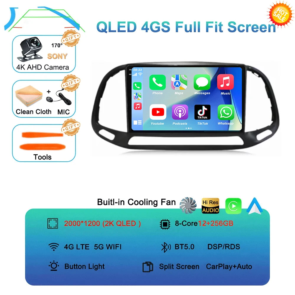 Android 16 For Fiat Doblo 2015 2016 2017 2018 2019 2020 GPS Car Radio Multimedia Video Player Stereo Navigation Wifi 360 Camera