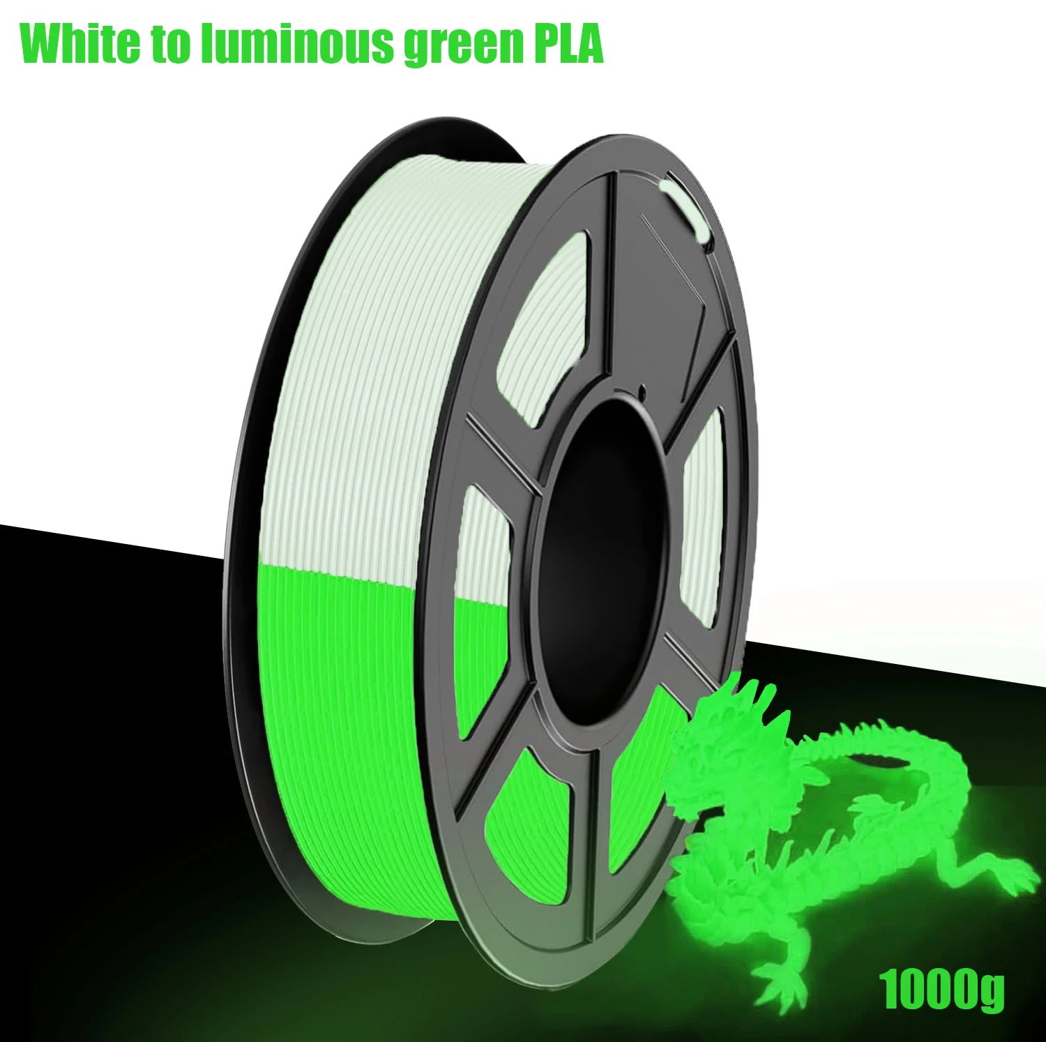 Glow in Dark PLA ,  Luminous PLA 3D Printer Filament 1.75mm, Dimensional Accuracy +/- 0.02mm. (Glowing Blue/Green/Red/Yellow)
