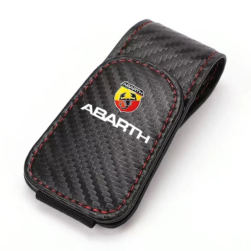 Leather Car Sun Visor Sunglasses Holder for Fiat 500e Tipo 500 500x Abarth Auto Eyeglass Clip Mount, Fiat Car Interior Accessory