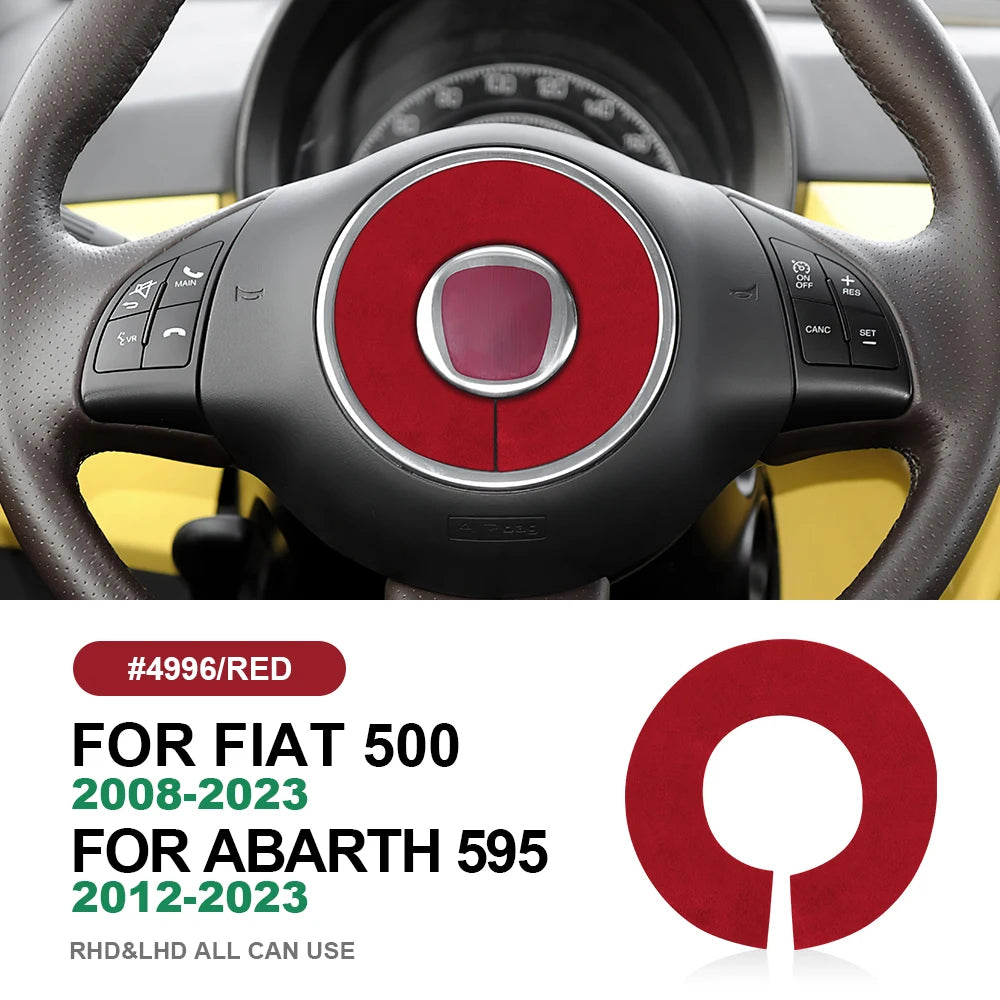 Italian Top Suede Sticker For Fiat 500 2008-15 For Abarth 595 2012-15 steering wheel button frame turn fur interior Accessories