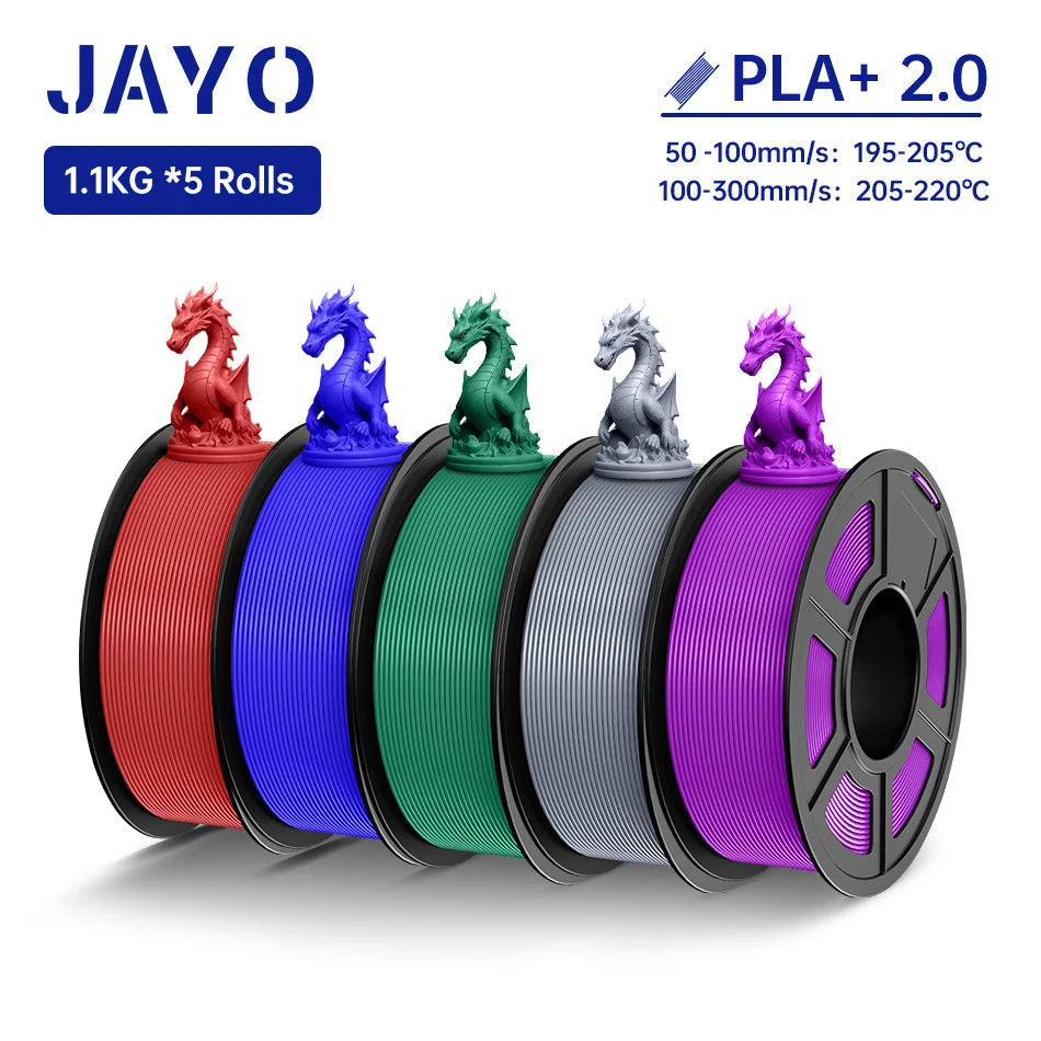 JAYO PLA / PLA Plus/ SILK PLA / PLAMeta/TPU SILK/ABS / PETG 3D Filament 1.75mm 0.65/1.1KG 3D Printer Filament PLA Rainbow 5Roll
