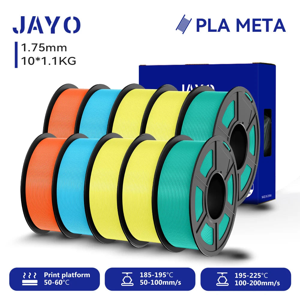 JAYO 10 Rolls 3D PETG/PLA/PLA PLUS/PLA Meta/ PLA Matte Printer Filament 1.75mm 100% No Bubble non-toxic 3D Printing Materials