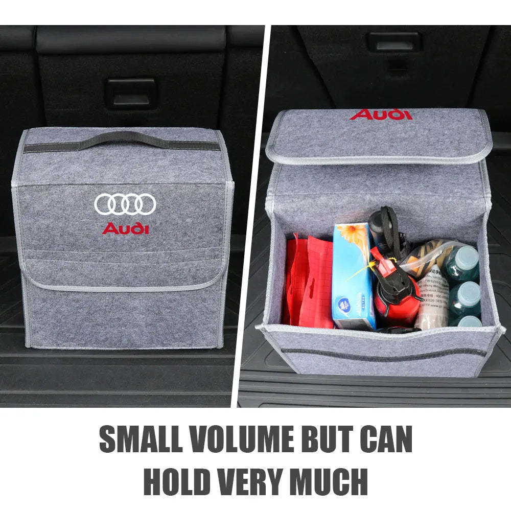 Large Capacity Car Trunk Storage Box Auto Badge Multiuse Tools Organizer Bag Folding Stowing Tidying Accessories For AUDI SLINE