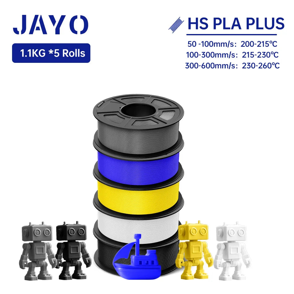 JAYO 3D Filament PLA +/PLA Meta/ PLA Matte/PLA PLUS 2.0/ PLA 1.75MM 5Rolls Coloful Neatly Wound 3D Printer Filament 1.1KG
