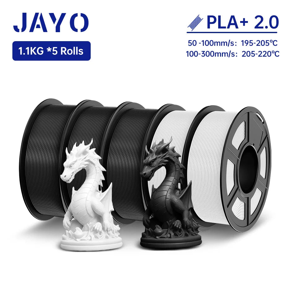 JAYO PLA / PLA Plus/ SILK PLA / PLAMeta/TPU SILK/ABS / PETG 3D Filament 1.75mm 0.65/1.1KG 3D Printer Filament PLA Rainbow 5Roll