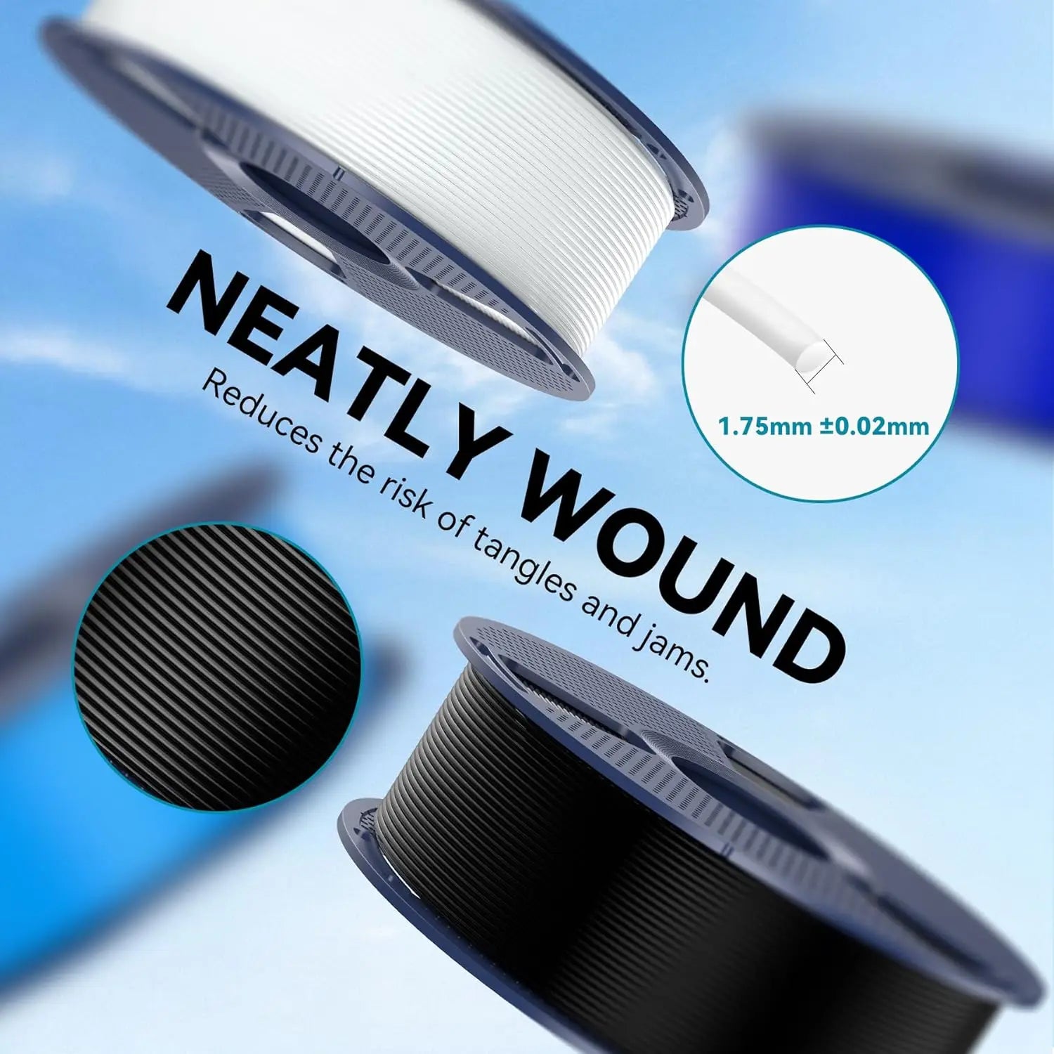SUNLU PLA/PLA+/PETG/SILK/PLA Matte/ PLA Meta Filament 5KG 1KG/ Roll 1.75mm +/-0.02MM 3D Printer Filament Neatly Wound Filament