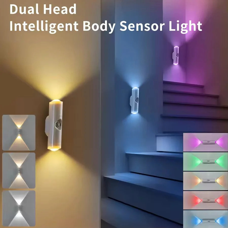NEW Smart RGB Gradient Night Light Magnetic Motion Sensor Rechargeable Wall Lamp for Bedroom Bathroom Closet Garden Home Decor