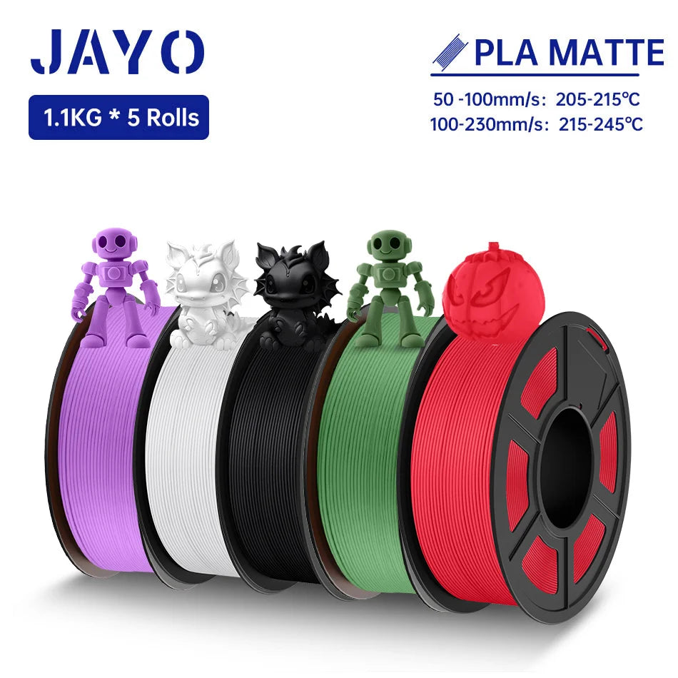 JAYO 3D Filament PLA +/PLA Meta/ PLA Matte/PLA PLUS 2.0/ PLA 1.75MM 5Rolls Coloful Neatly Wound 3D Printer Filament 1.1KG