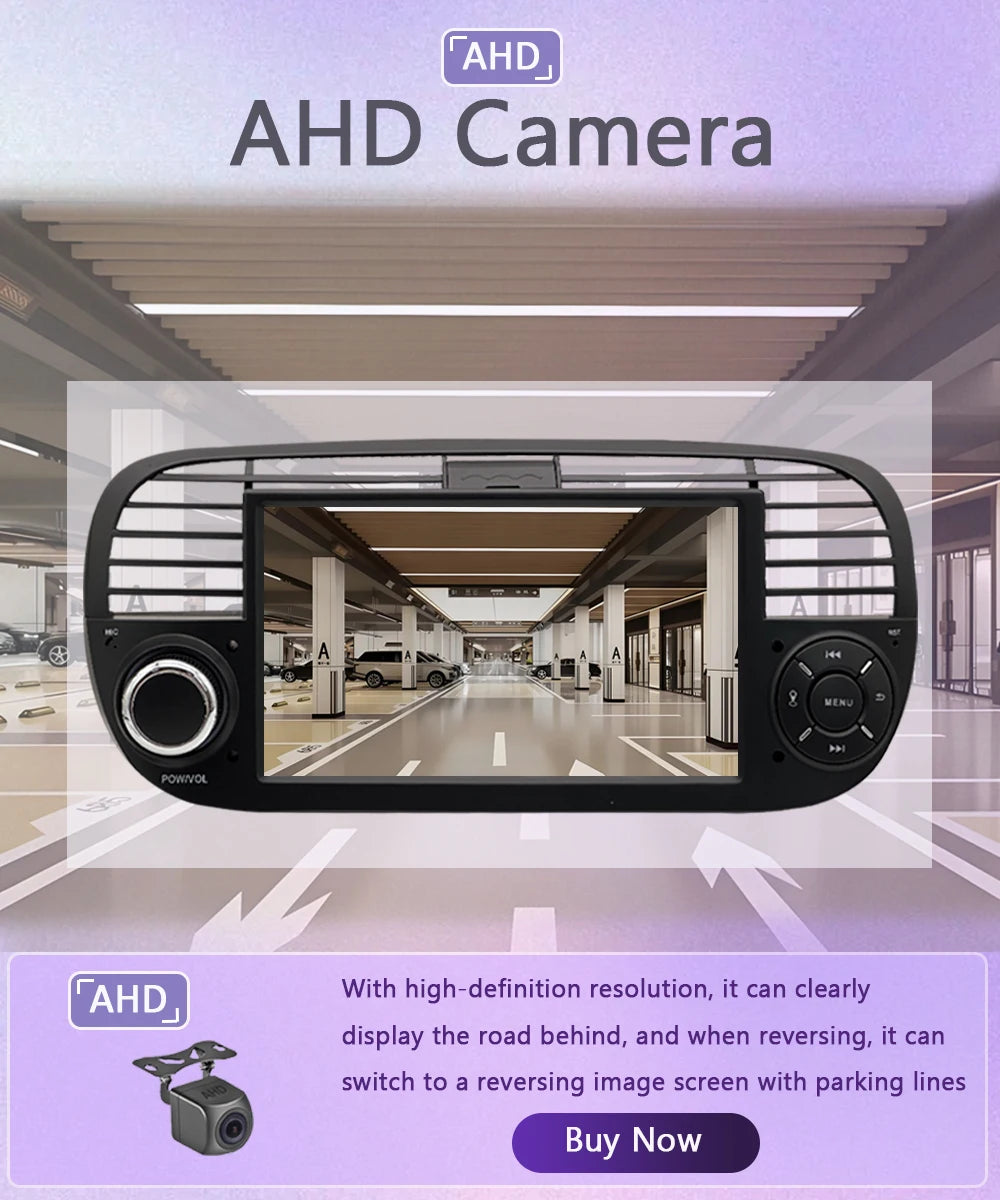 For FIAT 500 Abarth  (2007-2015-7inch)new Linux system wireless CarPlay in-car device, new model, navigation, video,Bluetooth