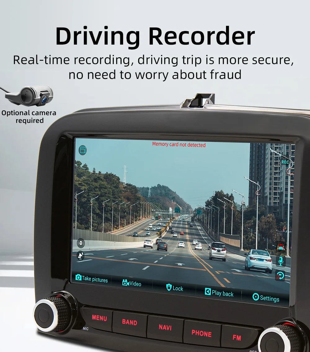 BQCC 7''  Fiat 500L 2016~2019 Android car radio navigation support reversing image WIFI GPS recording Android AUTO CARPLAY