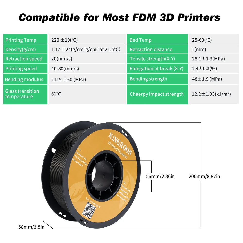 KINGROON 3KG PLA Filament 1.75mm PLA For 3D Printer 1KG per Roll PLA Material for 3D Printing filamento pla 3D Printer Filament
