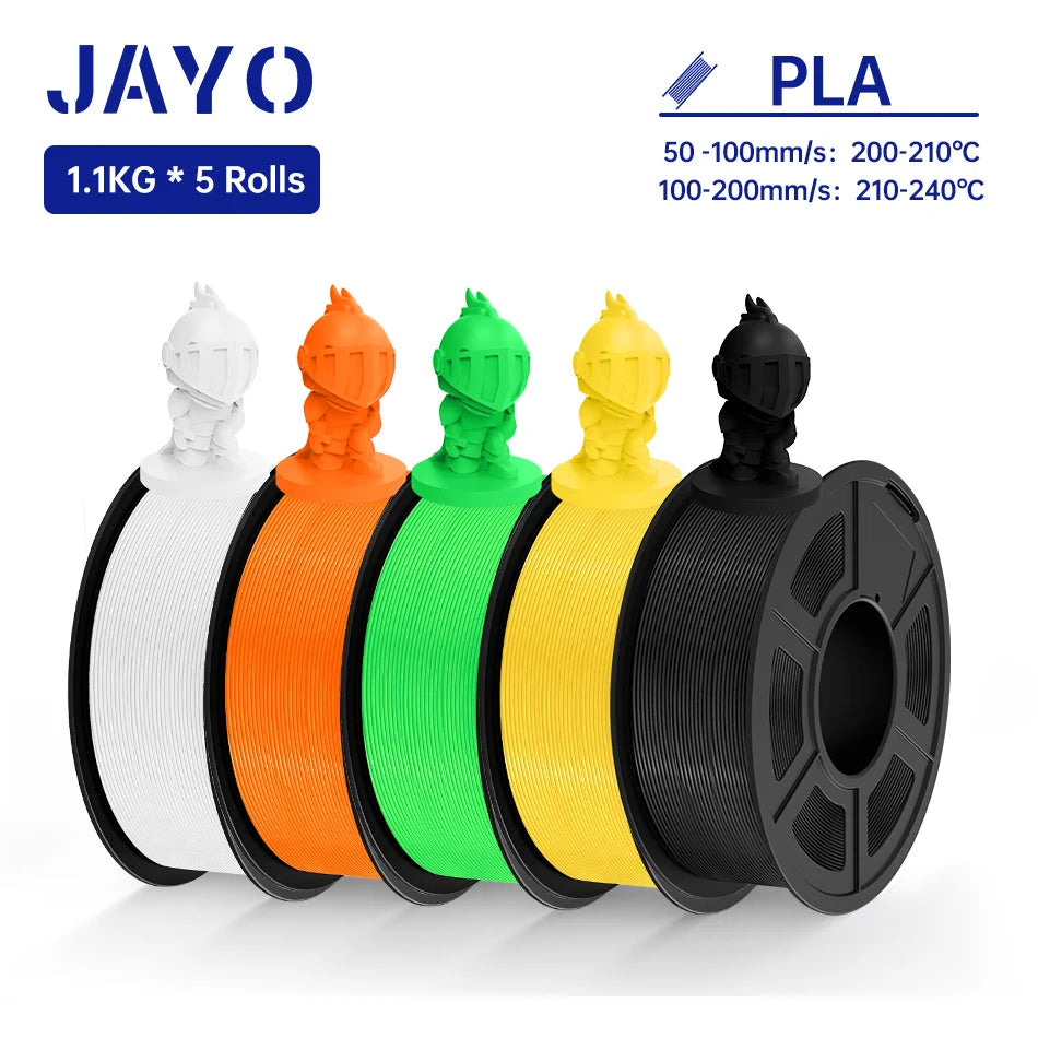 JAYO 3D Filament PLA +/PLA Meta/ PLA Matte/PLA PLUS 2.0/ PLA 1.75MM 5Rolls Coloful Neatly Wound 3D Printer Filament 1.1KG