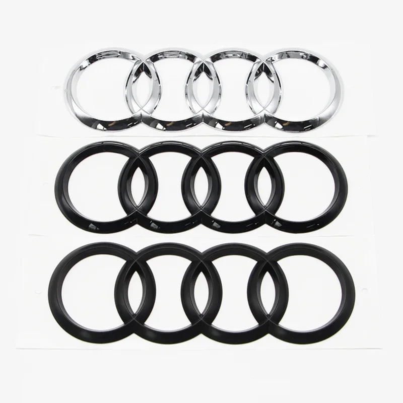 ABS 4 Rings Logo Audi Emblem Car Front Hood Emblem Bonnet Badge Rear Trunk Badge For Audi A3 A4 A5 A6 A7 A1 Q2 Q3 Q5 Q7 Q8 TT
