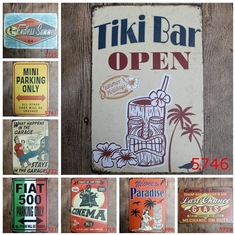FIAT 500 Parking Only GAG Sarcasm Humour Metal Tin Sign Garage Wall Deco Display 20x30cm