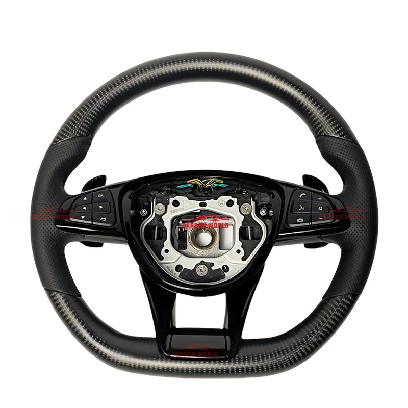 Carbon Fiber Leather Steering Wheel Upgraded Model Fit for Mercedes-Benz W205 W204 W222 C63 GLA GLC A45 E63 S63 G63 GLS
