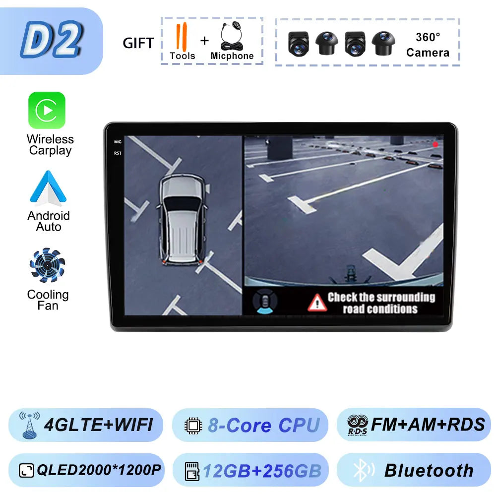 Video Player Carplay Car Radio for Fiat Ducato 2007 2008 2009 2010 2011 2012 - 2015 Android 15 Stereo Multimedia BT Auto Android