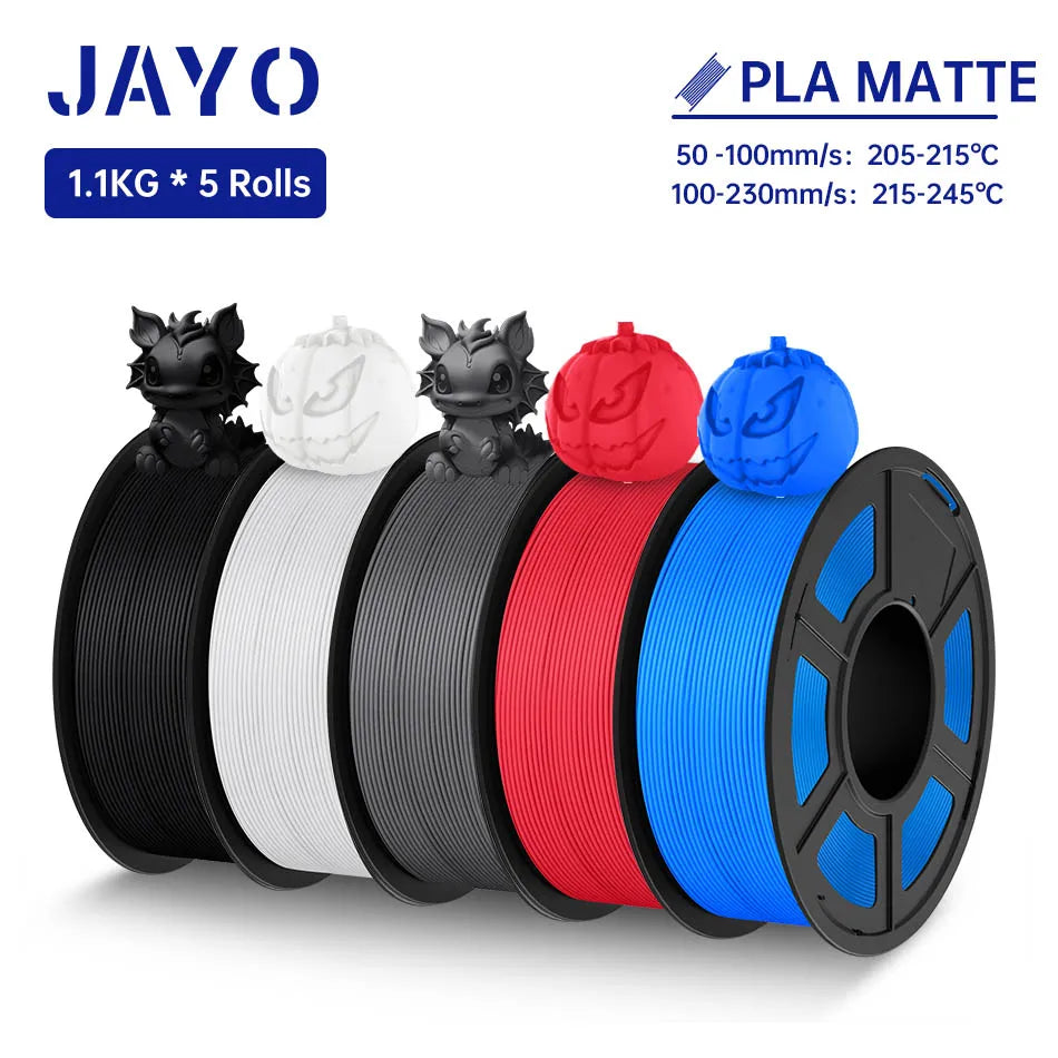 JAYO 3D Filament PLA +/PLA Meta/ PLA Matte/PLA PLUS 2.0/ PLA 1.75MM 5Rolls Coloful Neatly Wound 3D Printer Filament 1.1KG