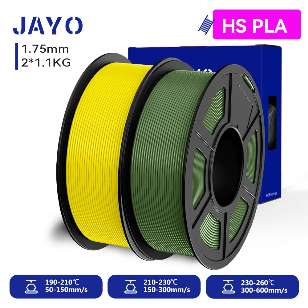 JAYO 2 Rolls 3D PLA / AntiString PLA / High Speed PLA Filament PLA Filament 1.75mm Neatly Wound 3D Printing Filament for 3D