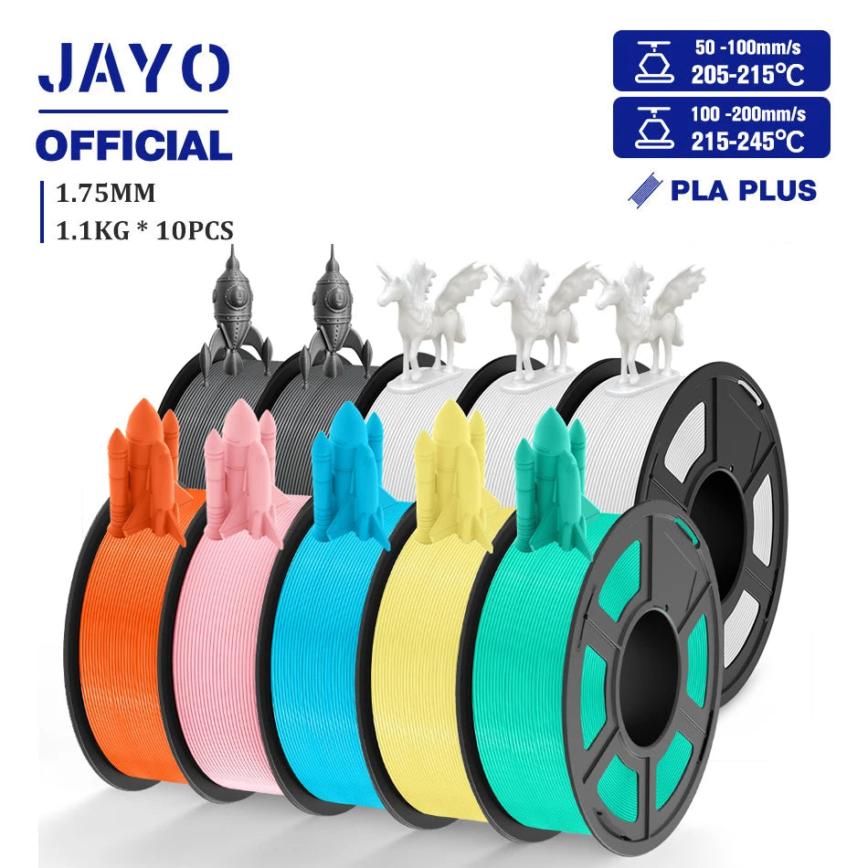 JAYO 3D Filament 1.75mm PLA / PLA Plus / PLA Meta/ Silk PLA+/PLA Matte 3D Prnter Filament 1.1KG For FDM Multicolor Set 10Rolls
