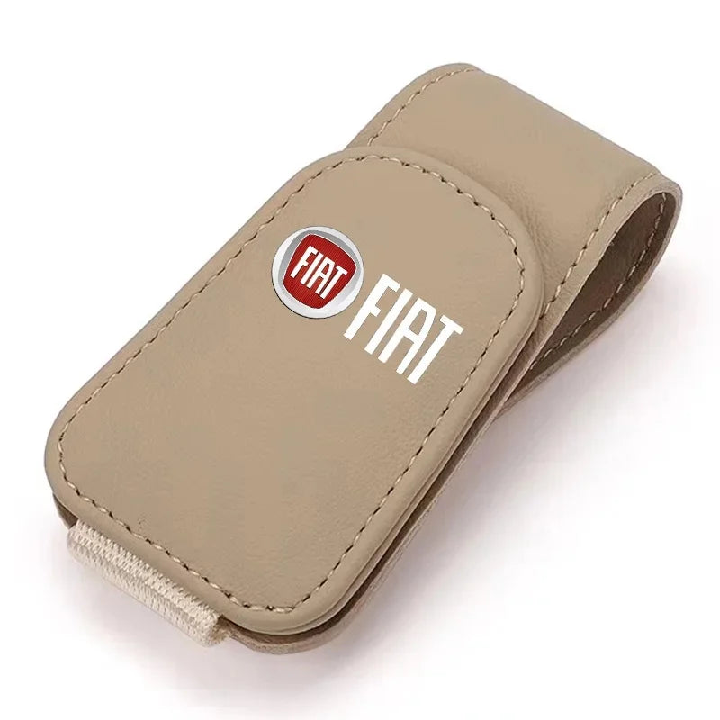 Leather Car Sun Visor Sunglasses Holder for Fiat 500e Tipo 500 500x Abarth Auto Eyeglass Clip Mount, Fiat Car Interior Accessory