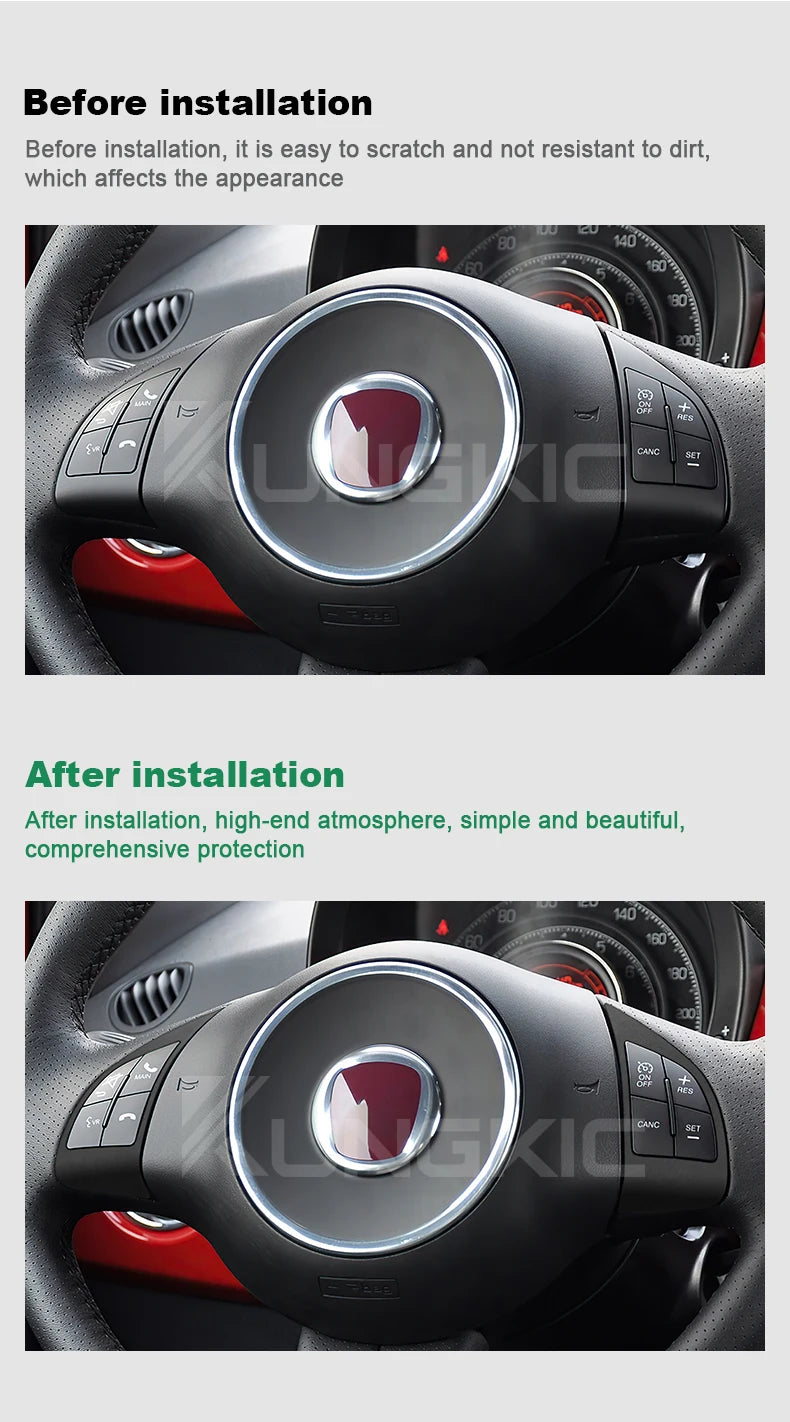 Italian Top Suede Sticker For Fiat 500 2008-15 For Abarth 595 2012-15 steering wheel button frame turn fur interior Accessories