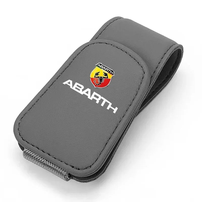 Leather Car Sun Visor Sunglasses Holder for Fiat 500e Tipo 500 500x Abarth Auto Eyeglass Clip Mount, Fiat Car Interior Accessory