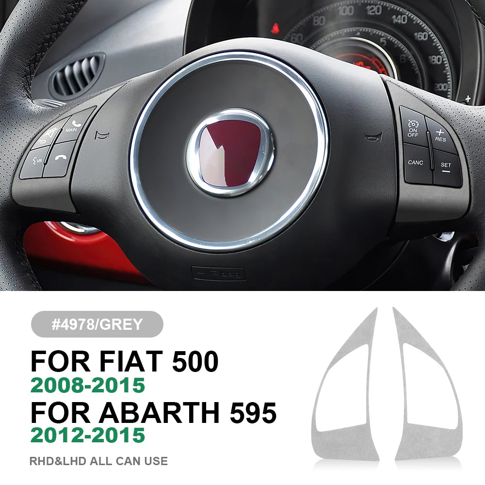 Italian Top Suede Sticker For Fiat 500 2008-15 For Abarth 595 2012-15 steering wheel button frame turn fur interior Accessories