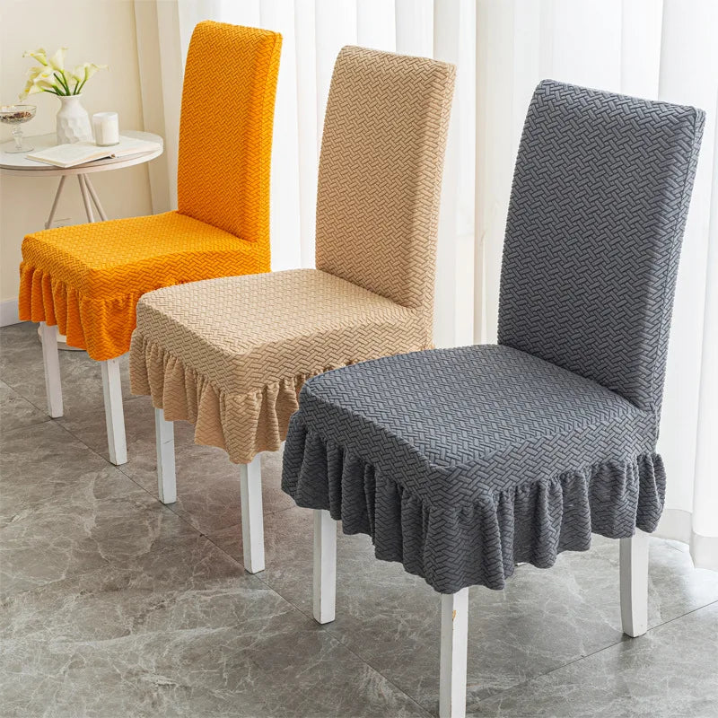 Skirt Dining Chair Cover Jacquard Elastic Soft Seat Cover Anti-dirty Stool Slipcover Suitable for Kit Pet Room Living Home Decor