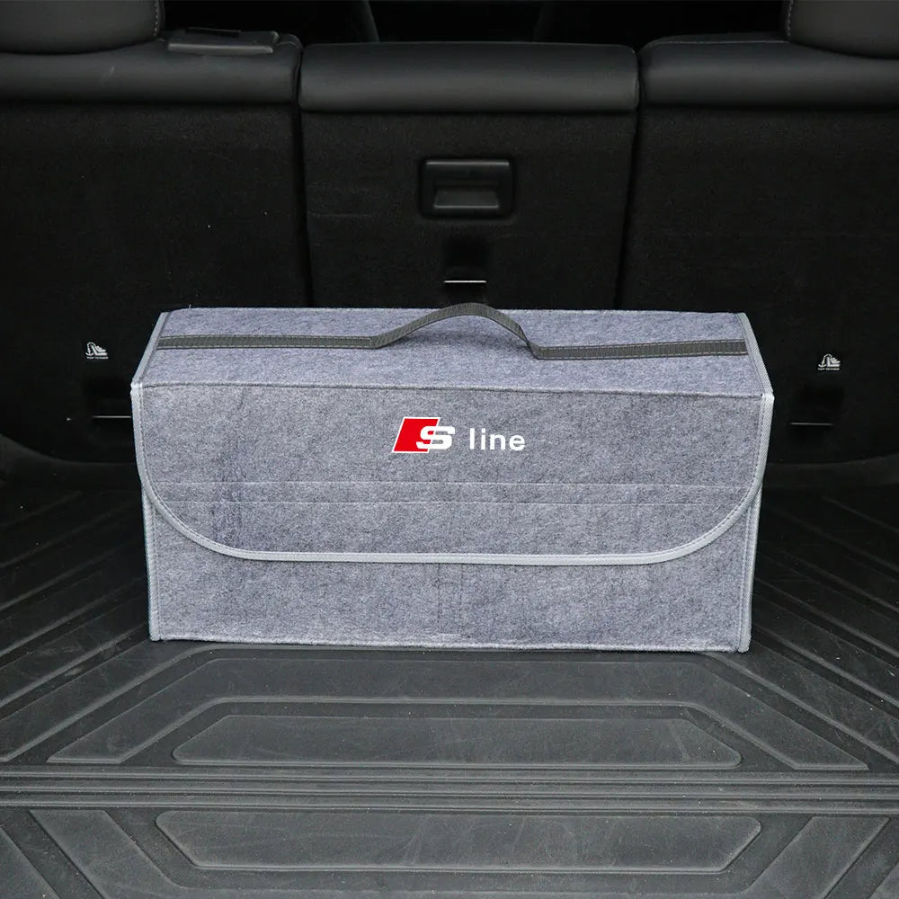 Large Capacity Car Trunk Storage Box Auto Badge Multiuse Tools Organizer Bag Folding Stowing Tidying Accessories For AUDI SLINE