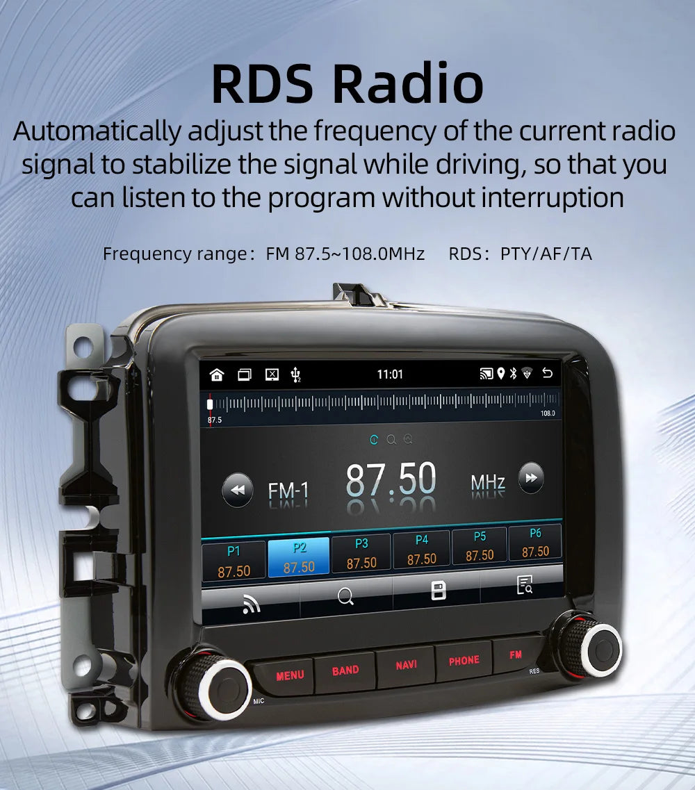BQCC 7''  Fiat 500L 2016~2019 Android car radio navigation support reversing image WIFI GPS recording Android AUTO CARPLAY