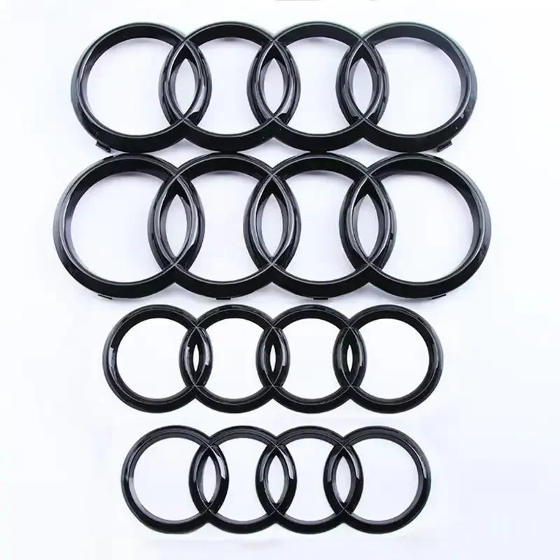 ABS 4 Rings Logo Audi Emblem Car Front Hood Emblem Bonnet Badge Rear Trunk Badge For Audi A3 A4 A5 A6 A7 A1 Q2 Q3 Q5 Q7 Q8 TT