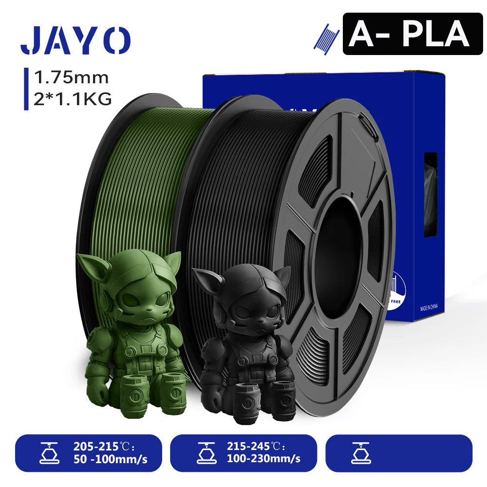JAYO 2 Rolls 3D PLA / AntiString PLA / High Speed PLA Filament PLA Filament 1.75mm Neatly Wound 3D Printing Filament for 3D