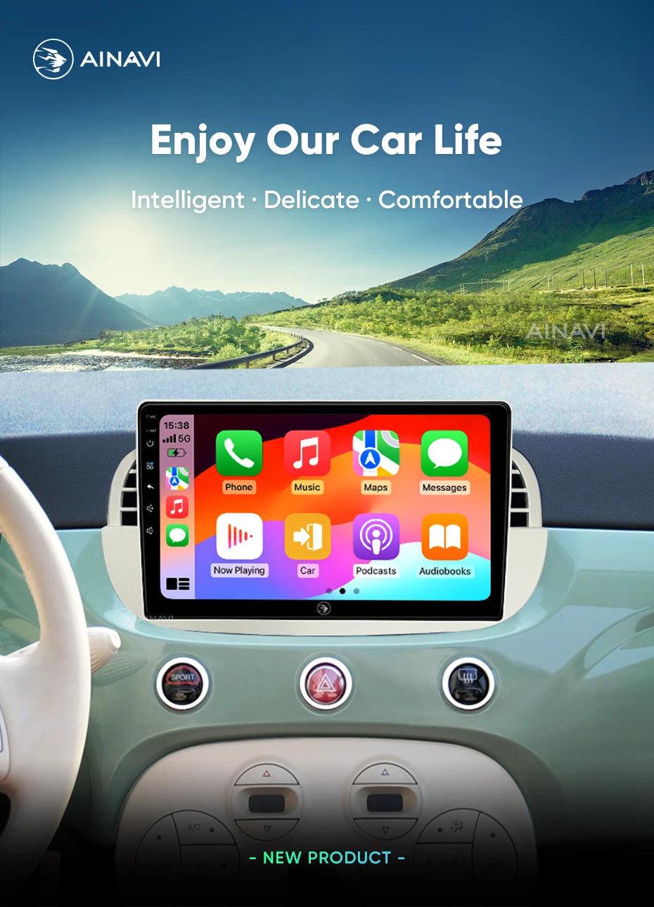 Ainavi Car Radio For Fiat 500 2010 2011 2012 2013 2014 2015 2016 2017 Wireless Carplay Android Auto Car Stereo Car Multimedia