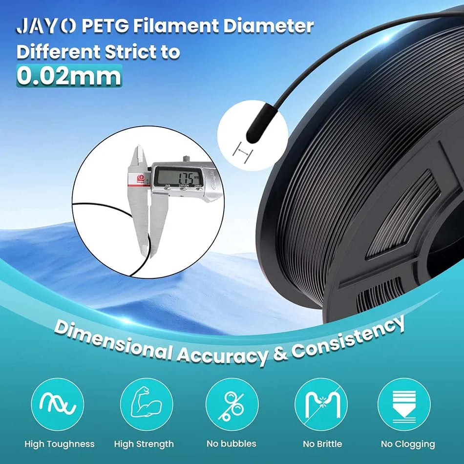 JAYO PLA / PLA Plus/ SILK PLA / PLAMeta/TPU SILK/ABS / PETG 3D Filament 1.75mm 0.65/1.1KG 3D Printer Filament PLA Rainbow 5Roll