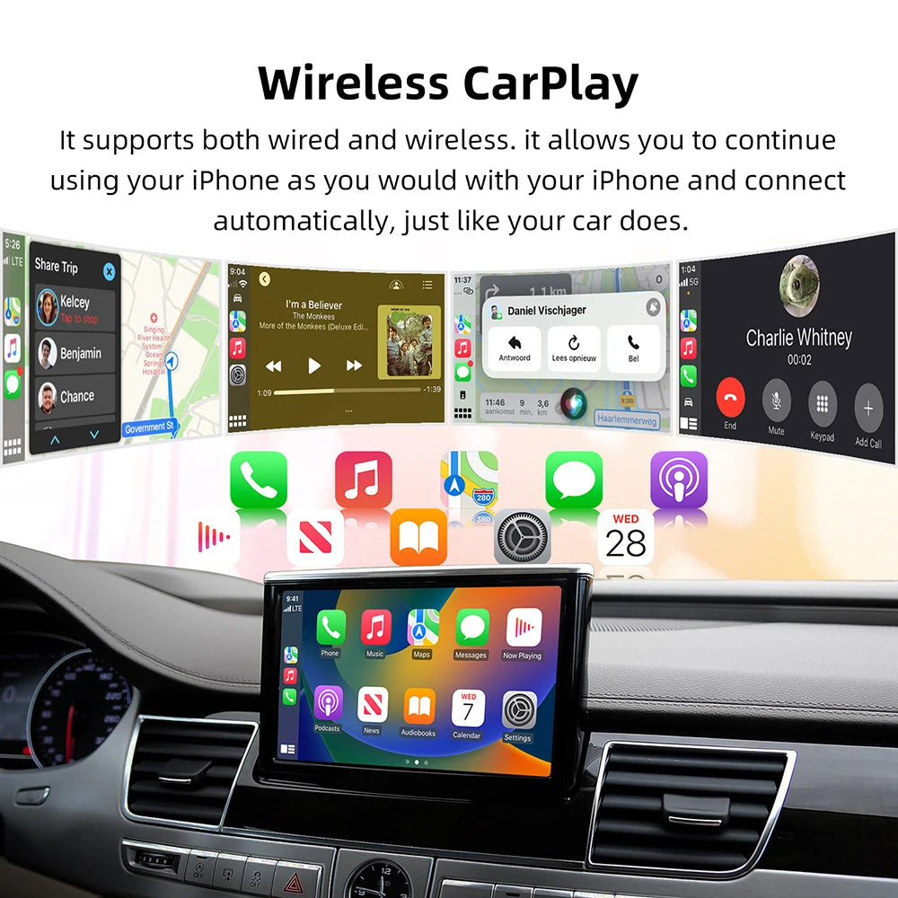 Wireless CarPlay Android auto for Audi A8 2010-2017 6.5"/7" Screen MMI 3G with CarPlay & Android Auto Retrofit Kit