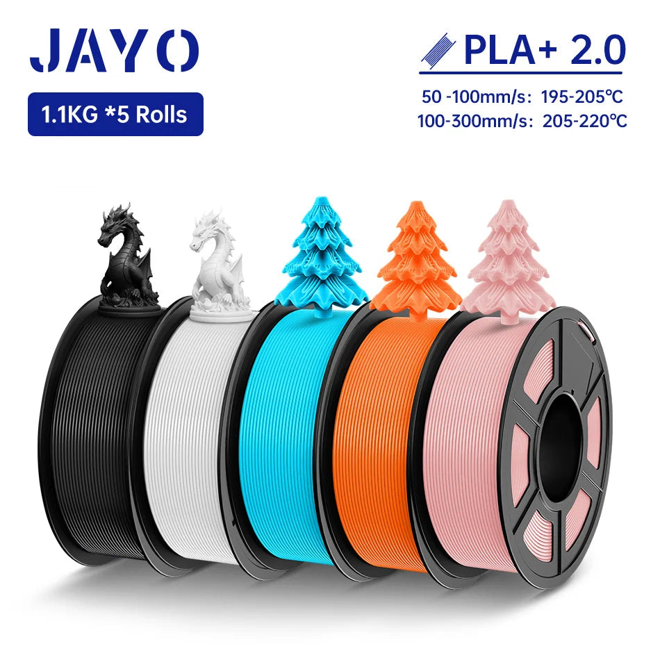 JAYO 3D Filament PLA +/PLA Meta/ PLA Matte/PLA PLUS 2.0/ PLA 1.75MM 5Rolls Coloful Neatly Wound 3D Printer Filament 1.1KG